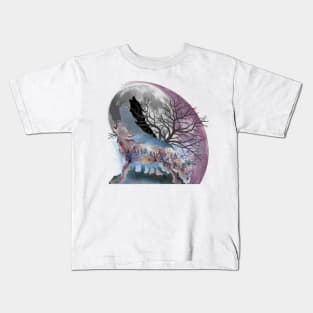 Wolf Howling At The Moon Kids T-Shirt